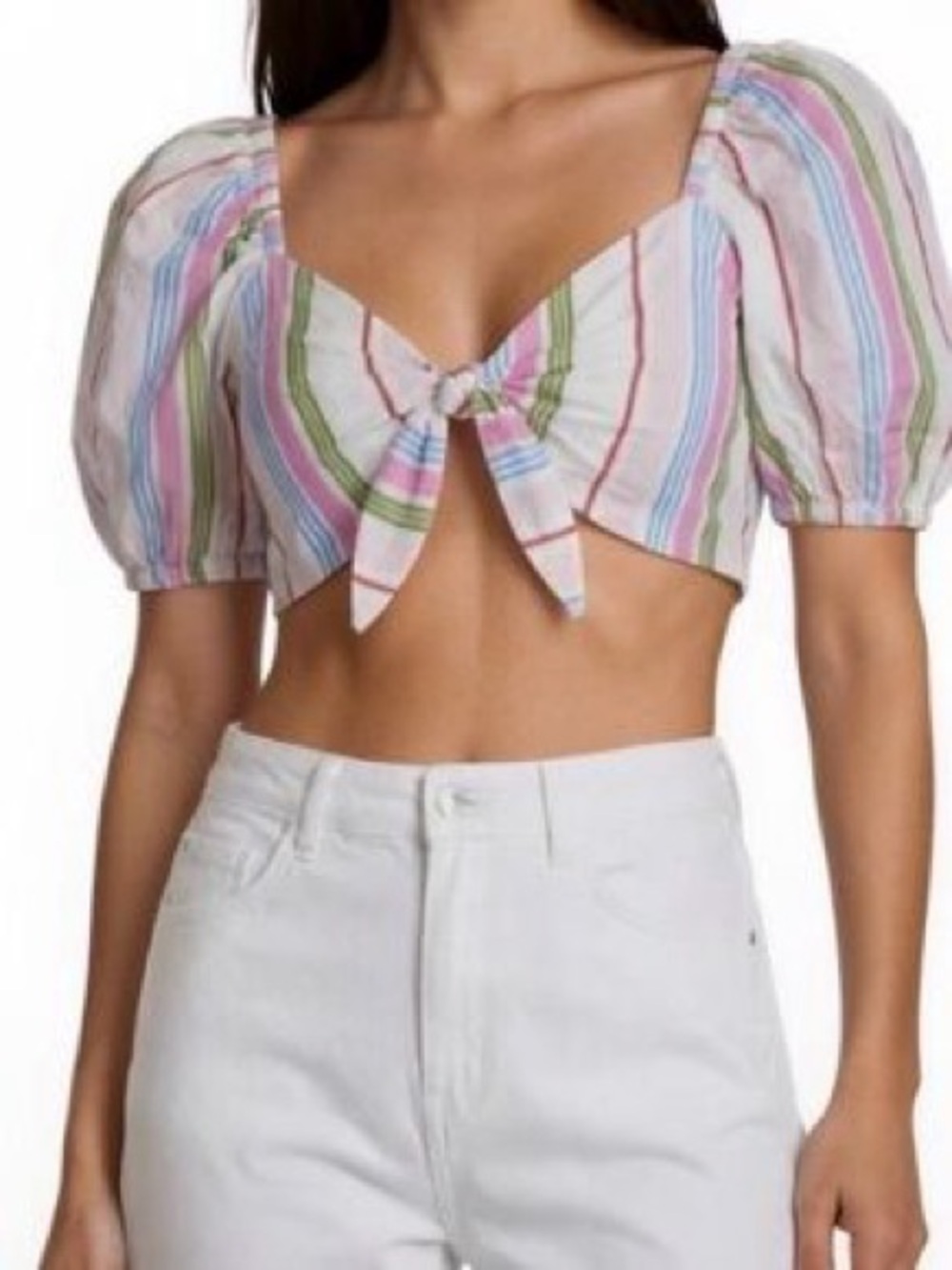 NWT Hill House Striped Tie-Front Crop Top in Pastel